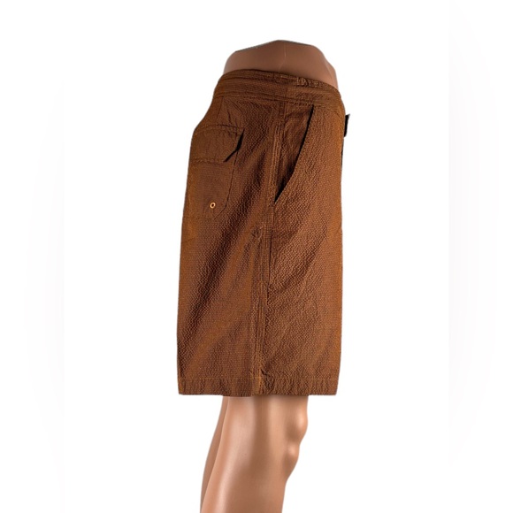 Solid & Striped Mens Medium Shorts Orange Blue Checks Polyamide Pockets EUC - Picture 7 of 14